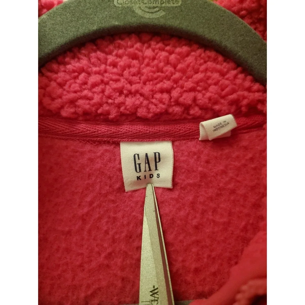 Gap Kids fleece Pullover Sweater sz XL 12 Bright Hot pink long sleeve pockets‎